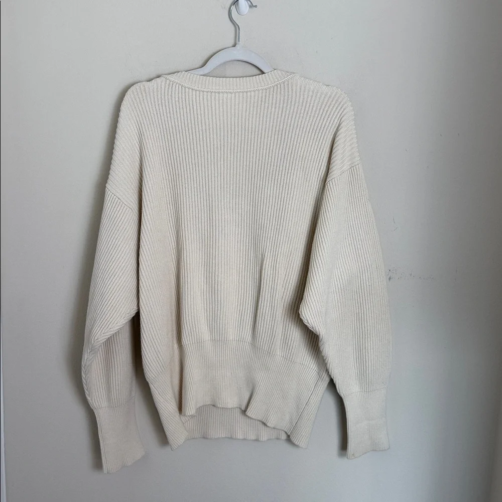 Free People Allure Pullover Ribbed Knit Oversized Sweater Cream Size Large